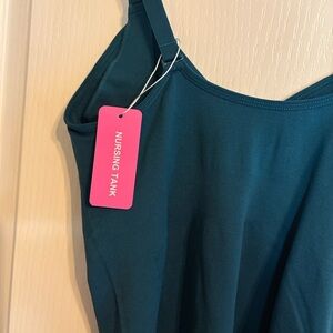 2 new nursing tank tops for breastfeeding Black green clips MEDIUM